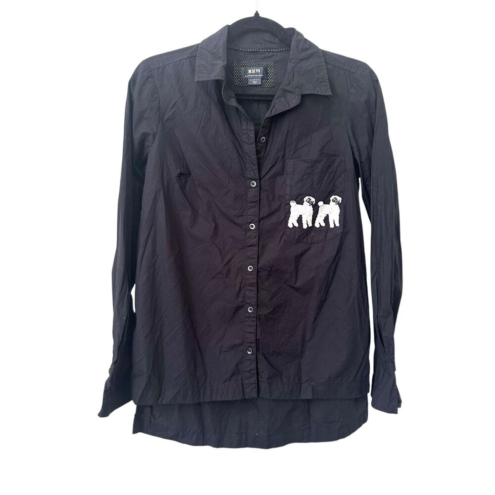 ANTHROPOLOGIE Maeve Dog Embroidered Button‎ Down Shirt XS - Picture 3 of 6